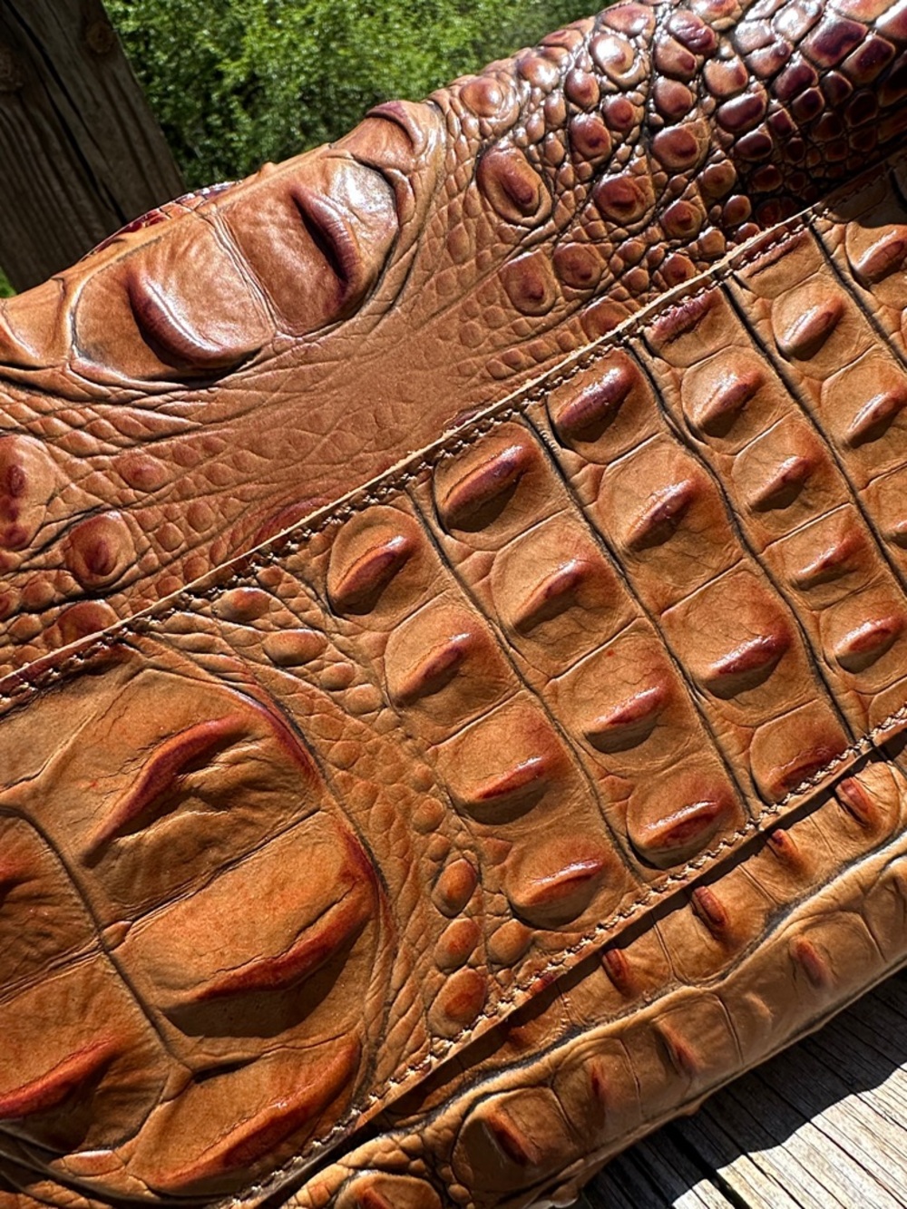 Brahmin Melbourne Faye Toasted Almond  Croc-Embossed Leather Satchel - Picture 8 of 12